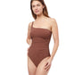 Front View Of Profile By Gottex Iota One Shoulder One Piece Swimsuit | PROFILE IOTA DARK BROWN