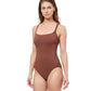 Front View Of Profile By Gottex Iota D-Cup Square Neck One Piece Swimsuit | PROFILE IOTA DARK BROWN