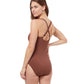 Back View Of Profile By Gottex Iota D-Cup Square Neck One Piece Swimsuit | PROFILE IOTA DARK BROWN