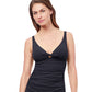 Front View Of Profile By Gottex Dandy D-Cup V-Neck Underwire Tankini Top | PROFILE DANDY BLACK