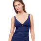 Front View Of Profile By Gottex Dandy D-Cup V-Neck Underwire Tankini Top | PROFILE DANDY NAVY