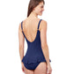 Back View Of Profile By Gottex Dandy Tie Front V-Neck Swimdress | PROFILE DANDY NAVY