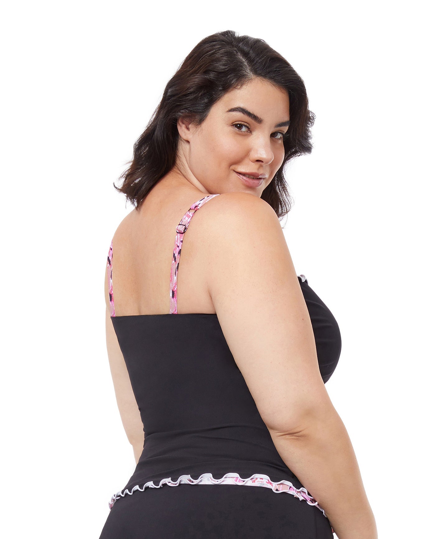 Profile By Gottex Pretty Wild Plus Size Shirred Underwire Tankini Top