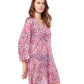 Side View Of Profile By Gottex Pretty Wild V-Neck Long Sleeve Mesh Tunic Cover Up | PROFILE PRETTY WILD PINK