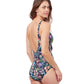 Back View Of Profile By Gottex Flora Tie Front Underwire V-Neck One Piece Swimsuit | PROFILE FLORA BLACK