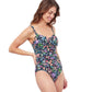 Side View Of Profile By Gottex Flora D-Cup Underwire One Piece Swimsuit | PROFILE FLORA BLACK
