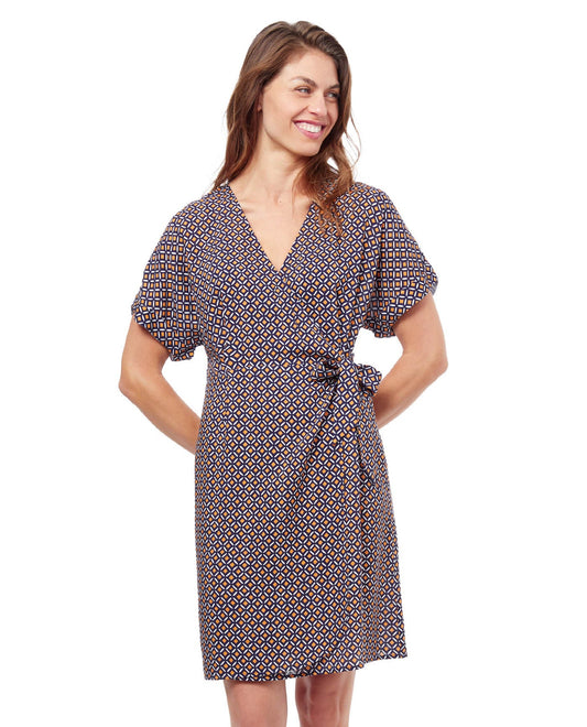 Front View Of Profile By Gottex Let It Be V-Neck Side Tie Shirt Dress Cover Up | PROFILE LET IT BE
