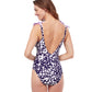 Back View Of Profile By Gottex Pop Floras V-Neck One Piece Swimsuit | PROFILE POP FLOWER WHITE