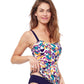Side View Of Profile By Gottex Echo D-Cup Shirred Underwire Tankini Top | PROFILE ECHO WHITE