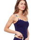 Side View Of Profile By Gottex Echo D-Cup Shirred Underwire Tankini Top | PROFILE ECHO NAVY