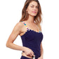 Side View Of Profile By Gottex Echo E-Cup Shirred Underwire Tankini Top | PROFILE ECHO NAVY