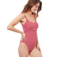 Side View Of Profile By Gottex Unchain My Heart Round Neck One Piece Swimsuit | PROFILE UNCHAIN MY HEART LIGHT MAHOGANY