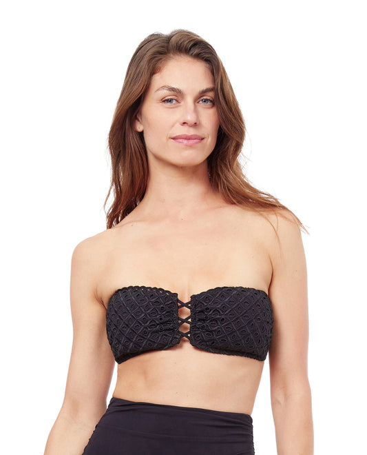 Front View Of Profile By Gottex Rendezvous Bandeau Strapless Twist Front Bikini Top | PROFILE RENDEZVOUS