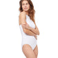 Side View Of Profile By Gottex Notre Dame High Neck Laser Cut One Piece Swimsuit | PROFILE NOTRE DAME WHITE