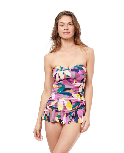 Front View Of Profile By Gottex Gioia Bandeau Strapless Swimdress | PROFILE GIOIA