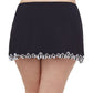 Back View Of Profile By Gottex Enya Plus Size Side Slit Cinch Swim Skirt | PROFILE ENYA BLACK AND WHITE