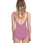 Back View Of Profile By Gottex Moto F-Cup Lace Up V-Neck Plunge Shirred One Piece Swimsuit | PROFILE MOTO DUSK ROSE