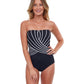 Front View Of Gottex Essentials Embrace Bandeau Strapless One Piece Swimsuit | Gottex Embrace Black And White