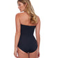 Back View Of Gottex Essentials Embrace Bandeau Strapless One Piece Swimsuit | Gottex Embrace Black And White