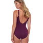 Back View Of Gottex Essentials Embrace V-Neck Surplice One Piece Swimsuit | Gottex Embrace Plum And Blush