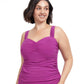 Front View Of Profile By Gottex Tutti Frutti Plus Size Sweetheart Underwire Tankini Top | PROFILE TUTTI FRUTTI WARM VIOLET