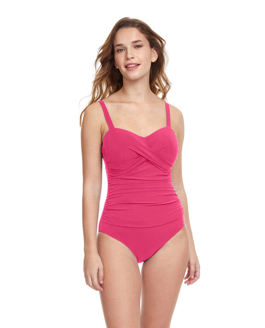 Front View Of Profile By Gottex Tutti Frutti D-Cup Underwire One Piece Swimsuit | PROFILE TUTTI FRUTTI ROSE