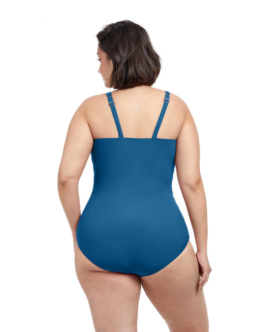 Back View Of Profile By Gottex Tutti Frutti Plus Size Underwire One Piece Swimsuit | PROFILE TUTTI FRUTTI PETROL