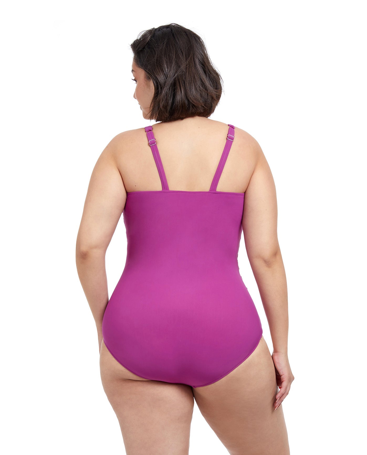 Back View Of Profile By Gottex Tutti Frutti Plus Size Underwire One Piece Swimsuit | PROFILE TUTTI FRUTTI WARM VIOLET