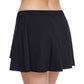 Back View Of Profile By Gottex Tutti Frutti Ruffle Flyaway Swim Skirt | PROFILE TUTTI FRUTTI BLACK
