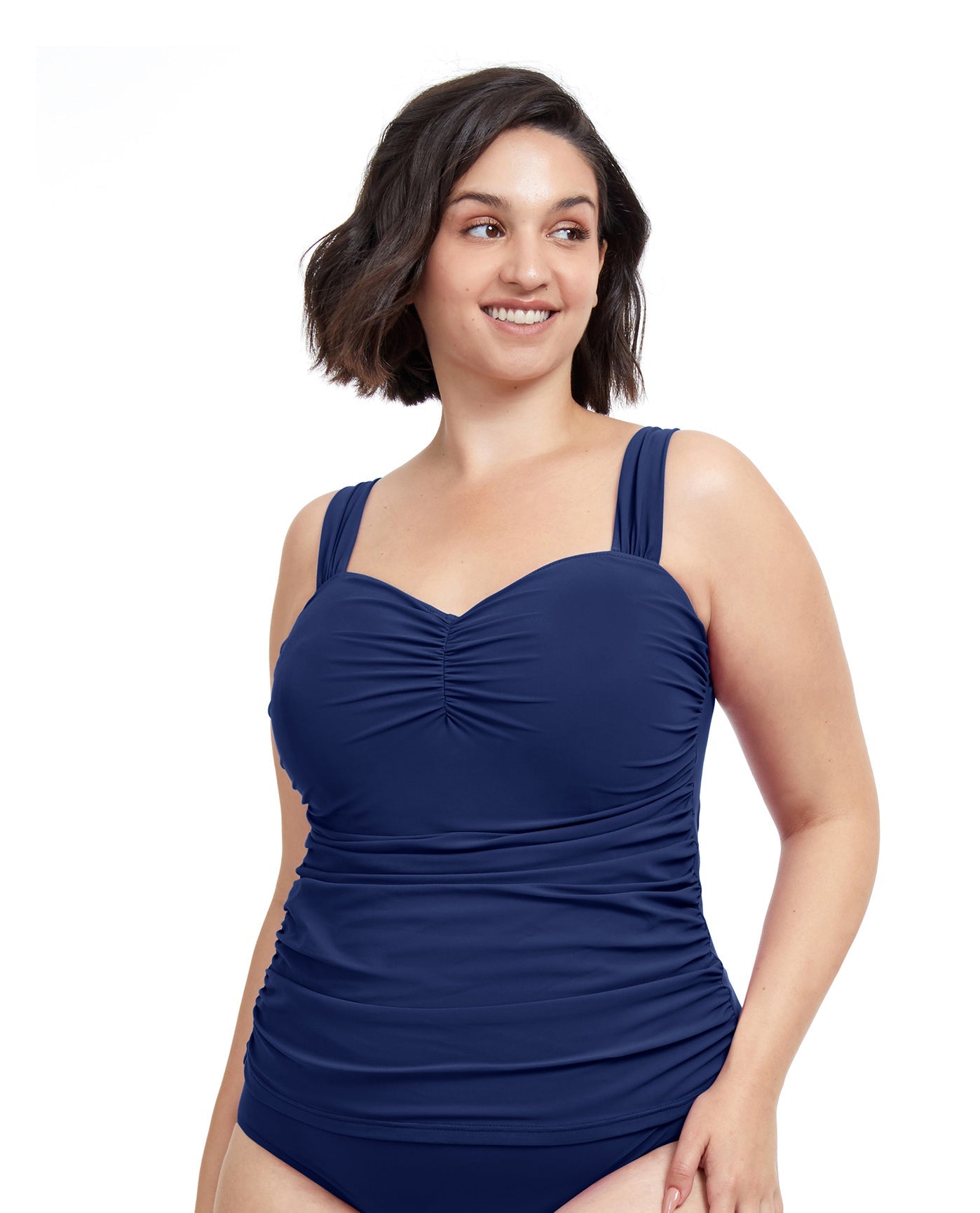 Swimsuits for All Women's Plus Size Bra Sized Sweetheart Underwire Tankini  Top, 46 C - Cool Blues