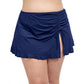 Front View Of Profile By Gottex Tutti Frutti Plus Size Side Slit Cinch Swim Skirt | PROFILE TUTTI FRUTTI NAVY