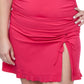 Front View Of Profile By Gottex Tutti Frutti Plus Size Side Slit Cinch Swim Skirt | PROFILE TUTTI FRUTTI PINK