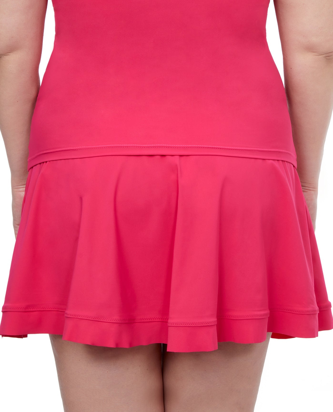 Back View Of Profile By Gottex Tutti Frutti Plus Size Side Slit Cinch Swim Skirt | PROFILE TUTTI FRUTTI PINK