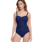 Front View Of Profile By Gottex Tutti Frutti D-Cup Scoop Neck Shirred Underwire One Piece Swimsuit | PROFILE TUTTI FRUTTI NAVY