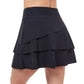 Back View Of Profile By Gottex Tutti Frutti Layered Pull On Skirt Cover Up | PROFILE TUTTI FRUTTI BLACK
