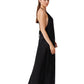 Side View View Of Luma High Neck Long Dress Cover Up | LUMA BLACK