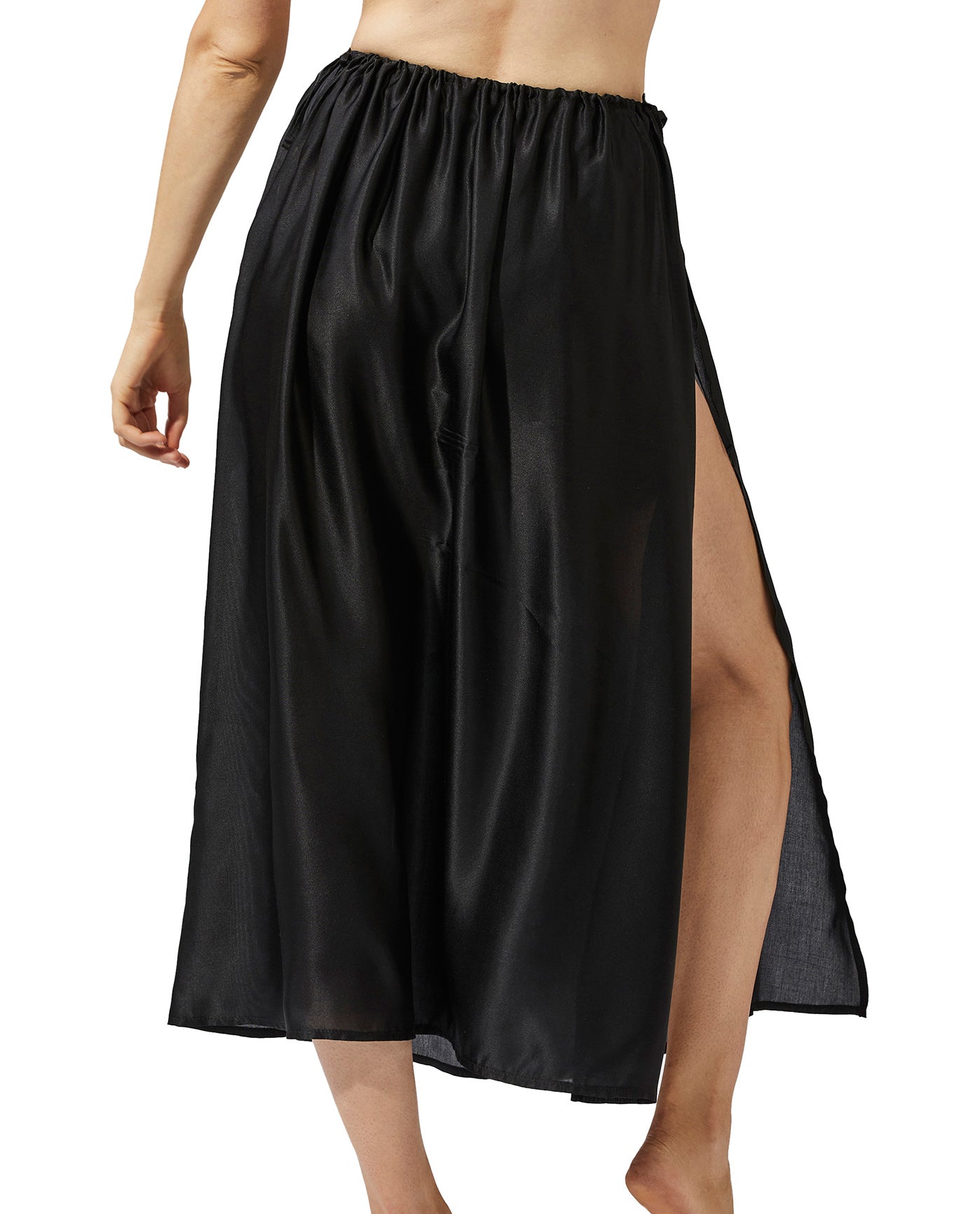 Back View Of Luma Long Cover Up Skirt | LUMA IVY BLACK