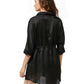 Back View Of Luma Buttoned Cover Up Blouse | LUMA IVY BLACK