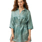 Front View Of Luma Buttoned Cover Up Blouse | LUMA HARMONY DUST GREEN
