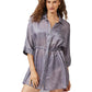 Front View Of Luma Buttoned Cover Up Blouse | LUMA HARMONY DUST PURPLE