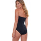 Back View Of Gottex Essentials Mirage Bandeau One Piece Swimsuit | Gottex Mirage Black And White