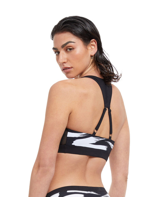 Back View Of Free Sport Upstream D-Cup Y-Back Bikini Top | FREE SPORT UPSTREAM BLACK AND WHITE