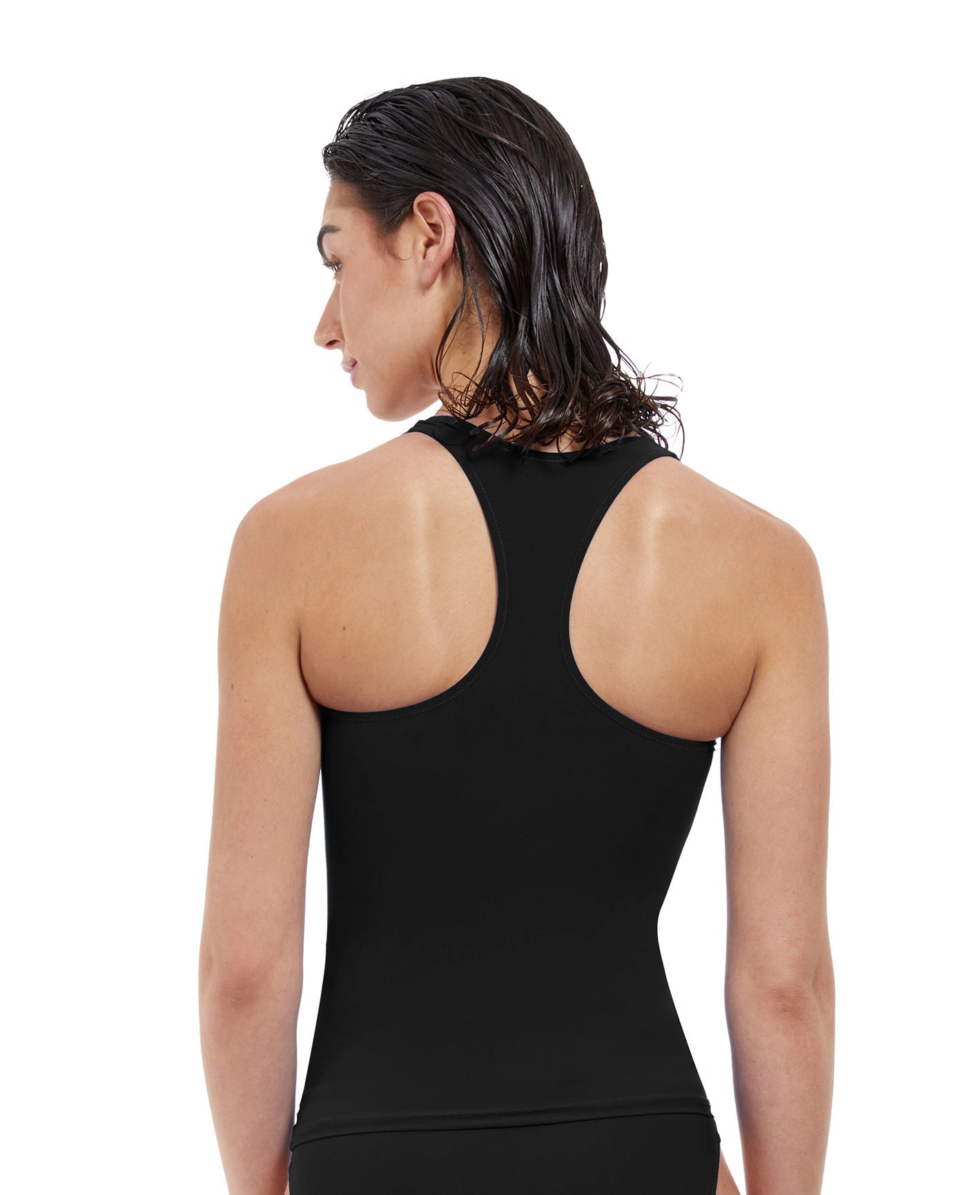 Back View Of Free Sport Ultimate Wave D-Cup Y-Back Tankini Top | FREE SPORT ULTIMATE WAVE BLACK
