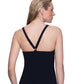 Back View Of Free Sport Formula One D-Cup Underwire V-Back Tankini Top | FREE SPORT FORMATION BLACK AND WHITE
