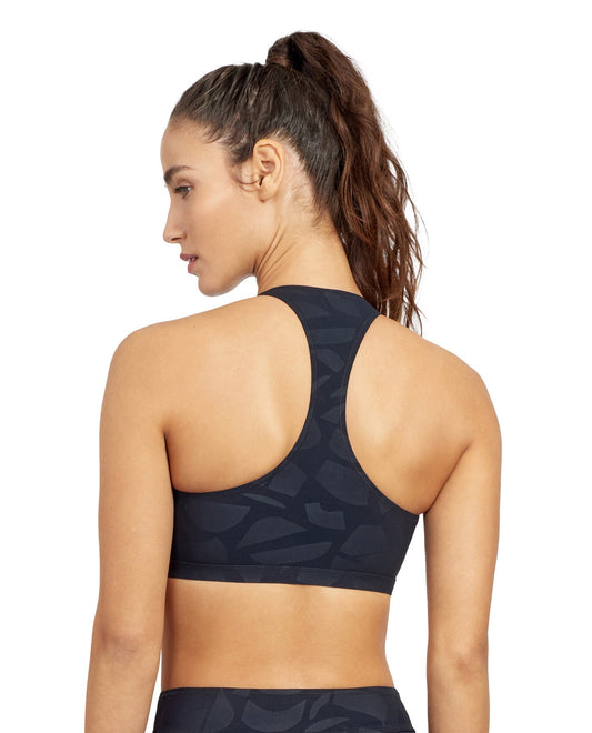Back View Of Free Sport Geo Club High Neck Zippered Y-Back Bikini Top | FREE SPORT GEO CLUB BLACK